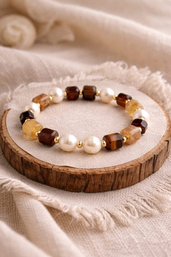 Dabīgo pērļu rokassprādze "Tauriņa zelts"